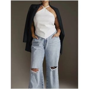 ERI + ALI X ANTHROPOLOGIE WHITE HALTER TOP by Eri + Ali Size Large